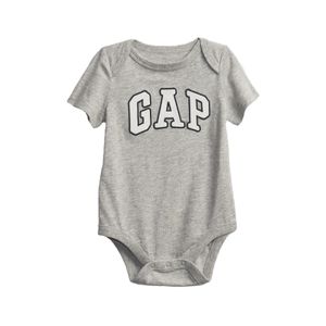 Body Baby Gap Color Gris con Logo Gap 100% Algodón Manga Corta para Bebé Niña