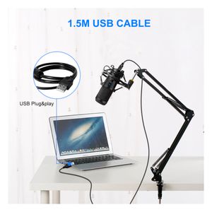 Micrófono Condensador USB Económico con Brazo soporte Anti Pop PC-