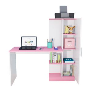 Escritorio Organizador Robert con puerta Wonder Wood Muebleria Blanco/Rosado