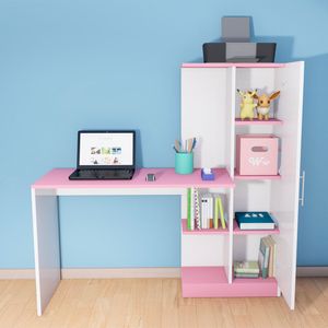 Escritorio Organizador Robert con puerta Wonder Wood Muebleria Blanco/Rosado