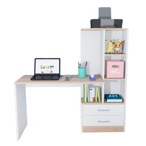 Escritorio Organizador Robert con cajones Wonder Wood Muebleria Blanco/Natural