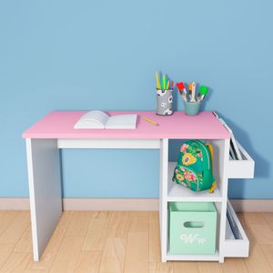 Escritorio Montessori Wonder Wood Muebleria con 2 compartimientos y 2 portacuentos Blanco/Rosado