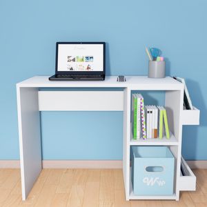 Escritorio Harvey Wonder Wood Muebleria con 2 compartimientos y 2 portalibros Blanco