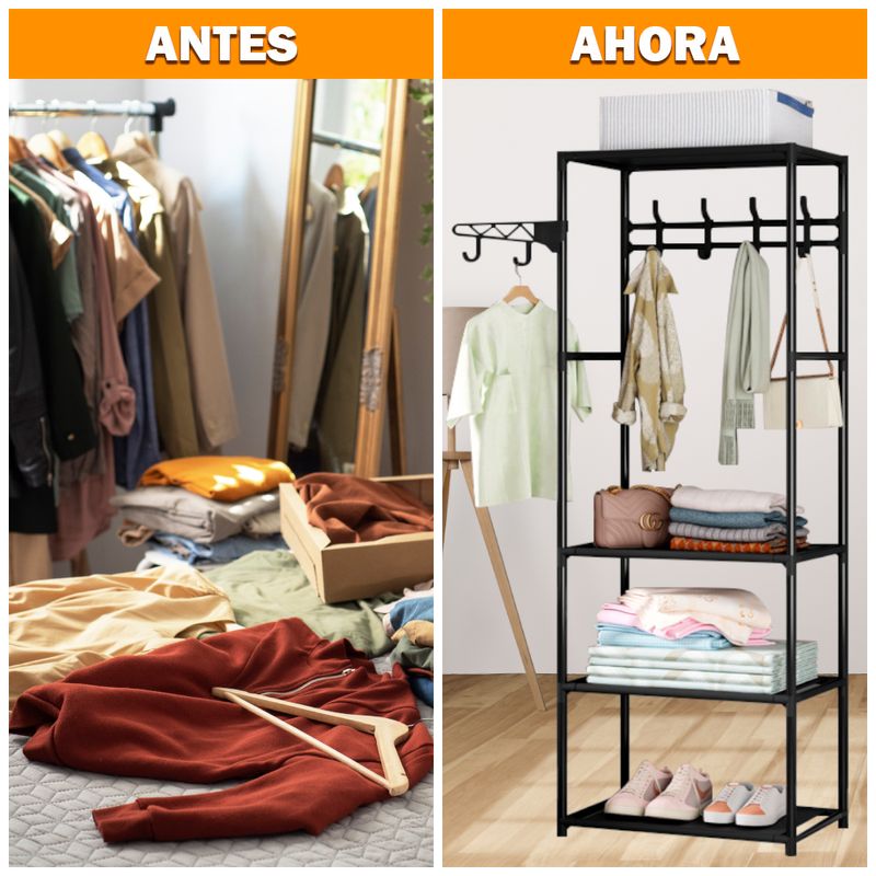 Perchero de Pie Colgador Ropa P246 Y Organizador Zapatera N V4 48P MINARI