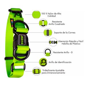 Collar Para Perro Doco Dd Talla Xl Verde 3.8 X 52-75Cm