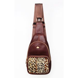 Mochila Morral Para Mujer Reyes Solo Cueros MR403 - Animal Print Color Vino