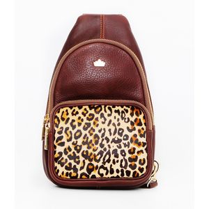 Mochila Morral Para Mujer Reyes Solo Cueros MR403 - Animal Print Color Vino