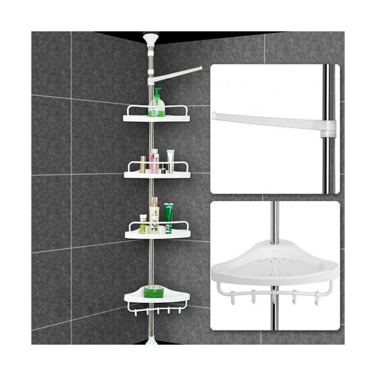 Organizador de ducha esquinero de 4 niveles, a prueba de óxido, organizador  de ducha de plástico para baño, bañera, plato de ducha, accesorios de
