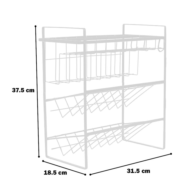 Estante Organizador Multifuncional Cocina D69 BL Y Escurridor de Platos  Premium 85cm - Real Plaza