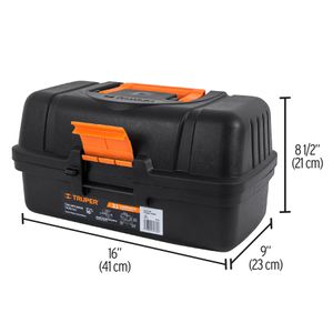 Caja para pesca de 16" con 3 bandejas deslizables, Truper 10539