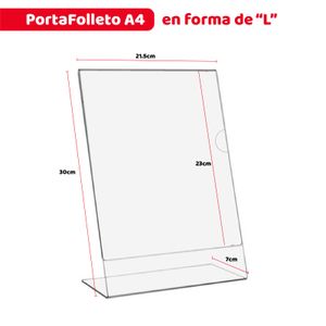 Portafolleto de Acrilico A4 forma de L - Portamenu Portapapel