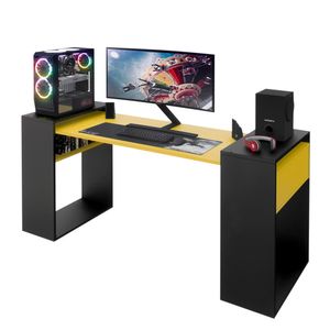 Escritorio Gamer NR 04 180cm Movenda Negro con Amarillo