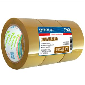 Pack x 3 Cinta de Embalaje Braun 48mm x 11O (100mt) Habano