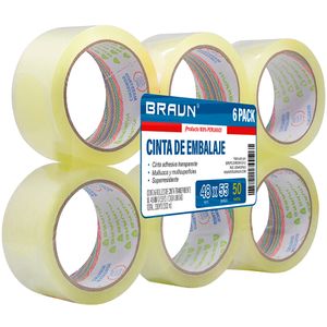 Pack x 6 Cinta de Embalaje Braun 48mm x 55YD