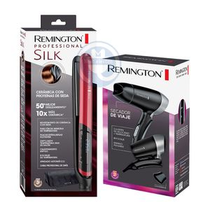 Combo Remington Alisadora Silk S9600 y Secador Plegable D2400