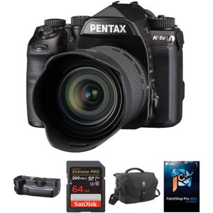 Cámara Pentax K-1 Mark II DSLR con lente de 28-105 mm y kit de empuñadura de batería
