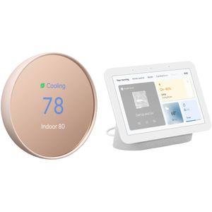 Termostato Google Nest (arena) con Nest Hub (2.ª generación, tiza)
