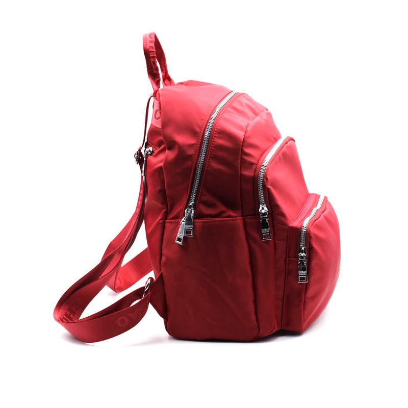 Mochila grande de moda para mujer, mochila de moda con bolsillos con  cremallera en ambos lados para mujer., Tela roja, Mochila de moda