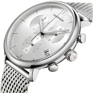 Reloj Calvin Klein High Noon Chrono K8M27126 Suizo para Hombre Fecha Plateado