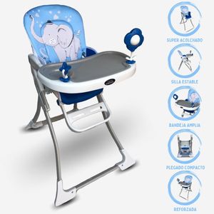 Silla De Comer Plegable Jungle Azul