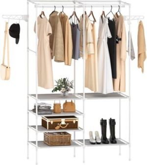 Ropero Perchero Organizador Armario Closet Armable 2 Cuerpos Blanco