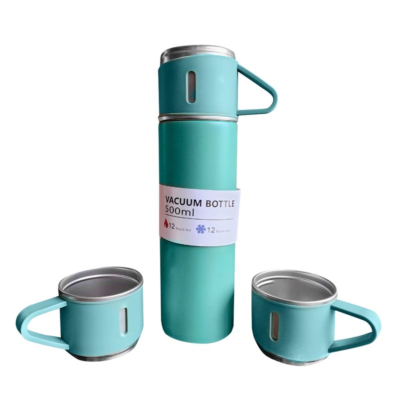 Set de 3 Piezas Termo 500ml con Tazas de Acero