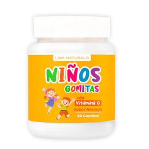 Gomitas para Niños con Vitamina C Sabor Naranja Lima Naturals 60 unidades