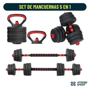 Mancuernas Set de 20 Kg Convertibles + Barra