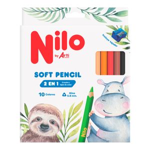 Soft Pencil 2 en 1 x 10 und. Crayón y Lapiz de Color a la vez + Tajador Tac250