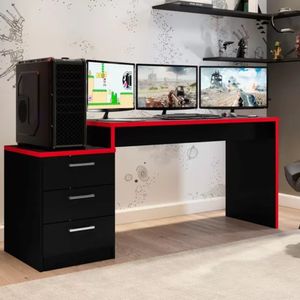 Escritorio Gamer Moderno Muzero Negro/Rojo