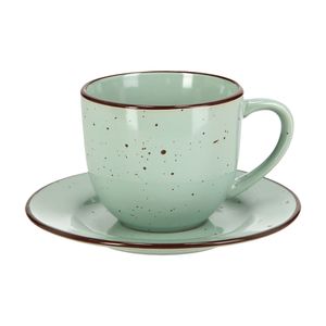 Taza Té Stoneware con Plato Rústico Color 220 ml