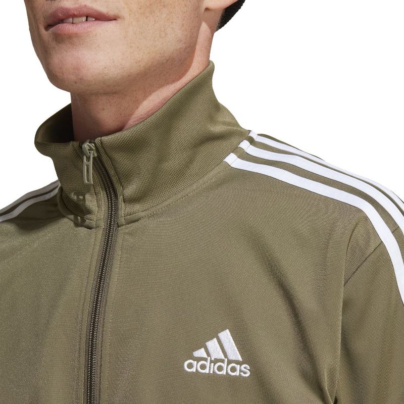 Buzo Deportivo Adidas 3 Stripes Tricot Basic IC6755 Verde Talla Hombre Real Plaza