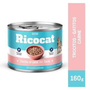 Comida Húmeda para Gatos Ricocat Filetitos en Salsa Lata Gatitos Sabor Carne 160 gr