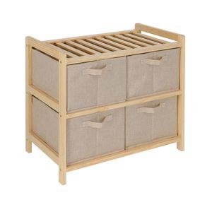 Mueble de Madera Pino Cajonera Textil 2 Niveles 67x57,5x37 cm