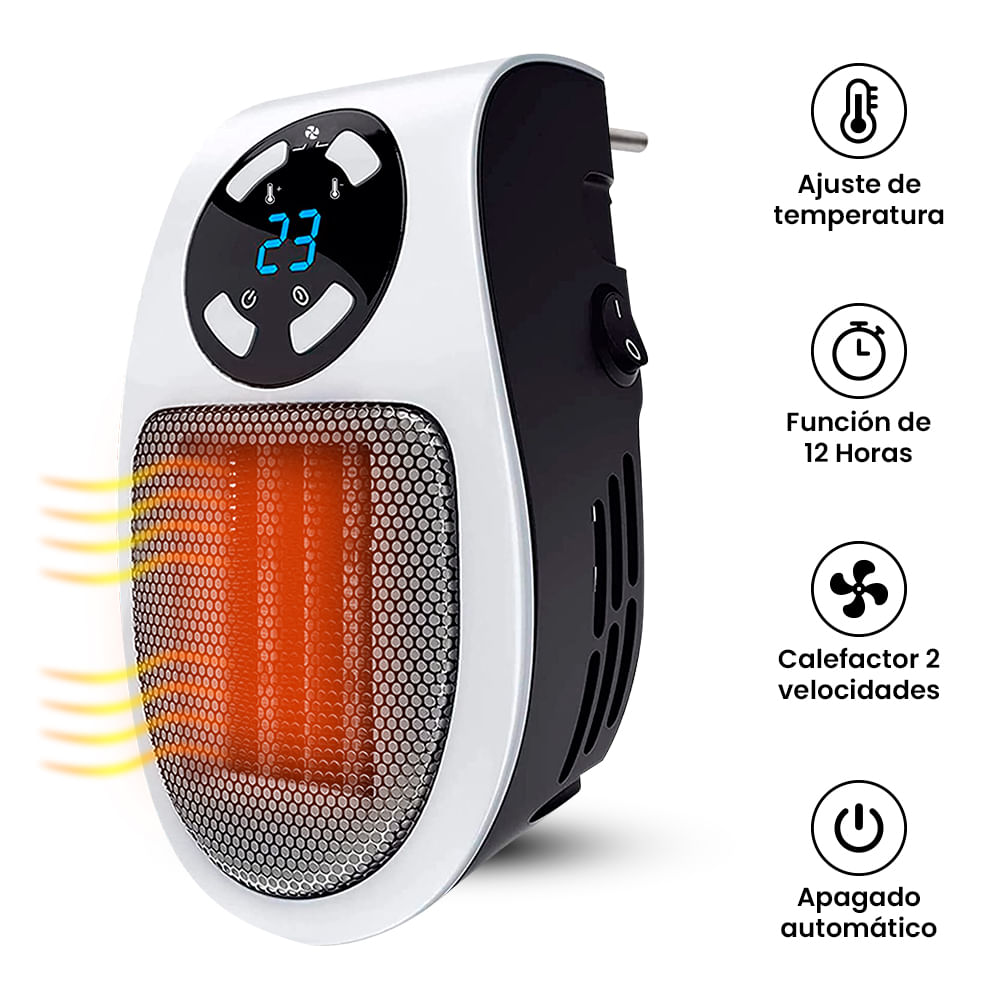 Calefactor Pequeño Calefactor Cerámico Portátil 500W, Pantalla