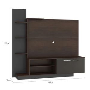 Estante para TV Moderno Janeiro con Compartimientos y 2 Puertas Marrón/Negro