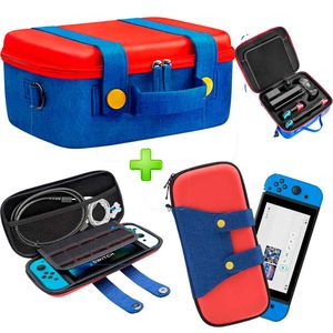 Pack Maleta para Nintendo Switch y Oled RojoAzul y Estuche Mario RojoAzul