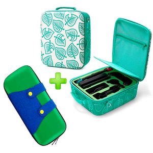 Pack Maleta para Nintendo Switch y Oled Verde Animal Crossing y Estuche Luigi VerdeAzul