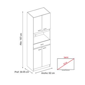 Mueble para Microondas Bau 4 Puertas 1 Cajón - Blanco / Wengue Tuhome
