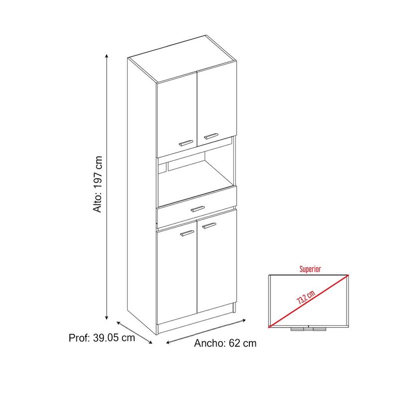 Mueble para Microondas Tuhome Blanco 4 puertas