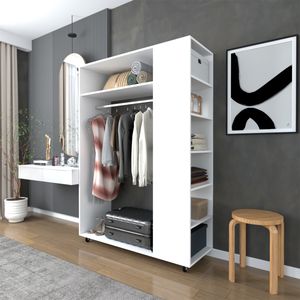 Ropero Morelia 05 repisas con ruedas Movenda Blanco