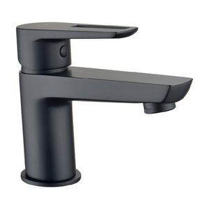 Mezcladora para Lavatorio Monocomando Trebol Tempra Baja Negro Cromado