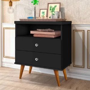 Velador Vintage Tarma 2 Cajones Negro