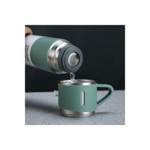 Set de 4 piezas Termo de Acero Inoxidable con Tazas Azul