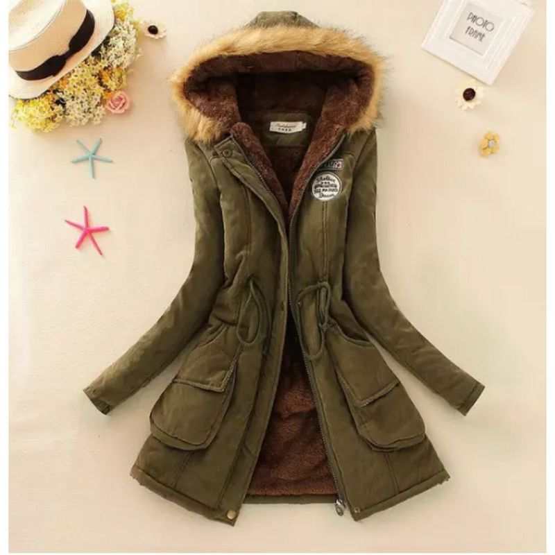 Casaca Abrigo para Mujer Moda Coreana Parka Verde M Real Plaza