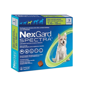 Antipulgas para Perro Nexgard Spectra 7.6 a 15 kg x3 Tabletas