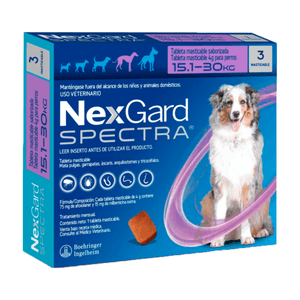 Antipulgas para Perro Nexgard Spectra 15.1 a 30 kg x3 Tabletas