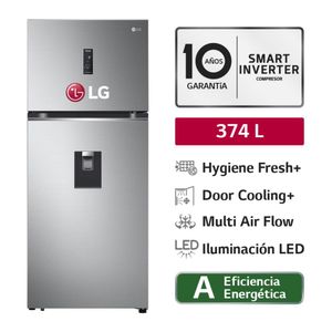 Refrigeradora LG Top Freezer 374L con Door Cooiling GT37SGP Plateada