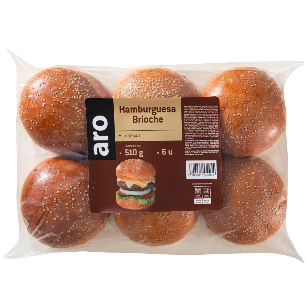 Pan Hamburguesa Brioche ARO Bolsa 510g Real Plaza