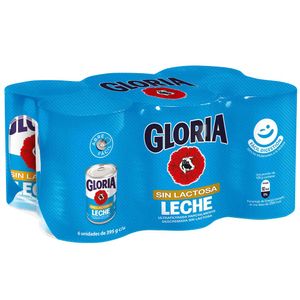 Leche sin Lactosa GLORIA Lata 395g Paquete 6un